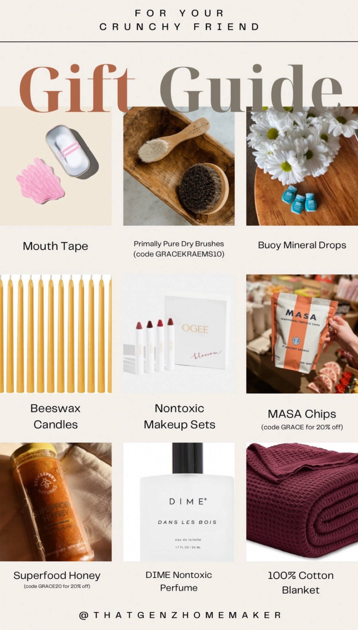 gift guide for your crunchy friend. code GRACE20 will save you 20% on beekeeper’s naturals products



#LTKCyberWeek #LTKHoliday #LTKGiftGuide