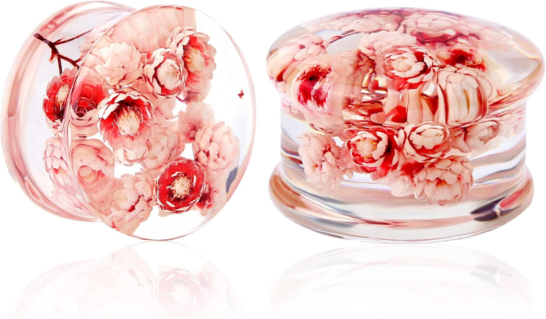 2Pcs Flower Ear Gauges Plugs Gauge 2g to 1'' Resin Tunnels Real Flower Plugs Real Plant Organic G... | Amazon (US)