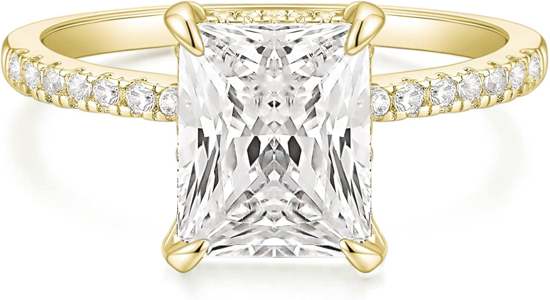 TIGRADE 4CT Engagement Ring for Women Radiant Cut Cubic Zirconia Wedding Band CZ Promise Annivers... | Amazon (US)