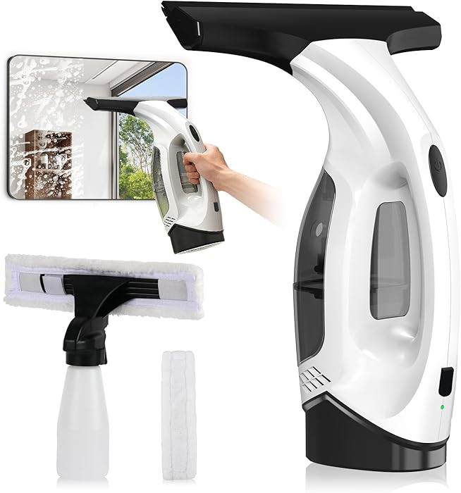Window Vacuum Squeegee Cordless, 2000Pa Electric Window Cleaner Tool with 2200mAh & 150ml Water C... | Amazon (US)