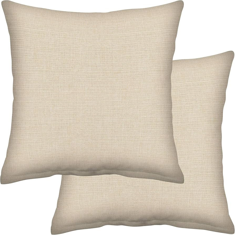 Honeycomb Indoor/Outdoor Textured Solid Almond Square Toss Pillow: Recycled Fiberfill, Weather Re... | Amazon (US)