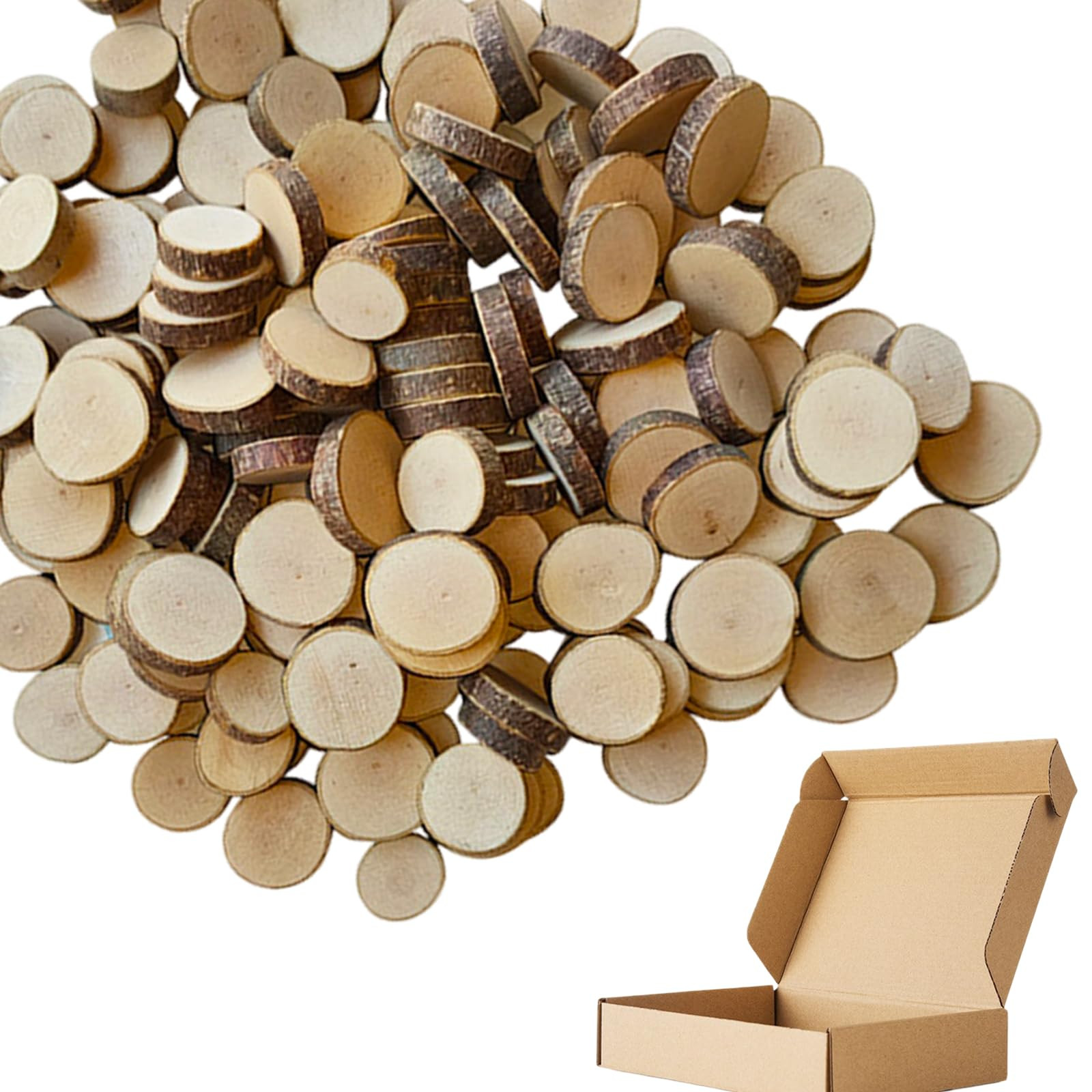 100 Stück Holzscheiben zum Basteln, Klein 1-2cm Baumscheiben Deko, Unvollendet Mini Runde Holz L... | Amazon (DE)
