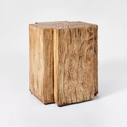 Indoor/Outdoor Faux Concrete Stump Accent Table Brown