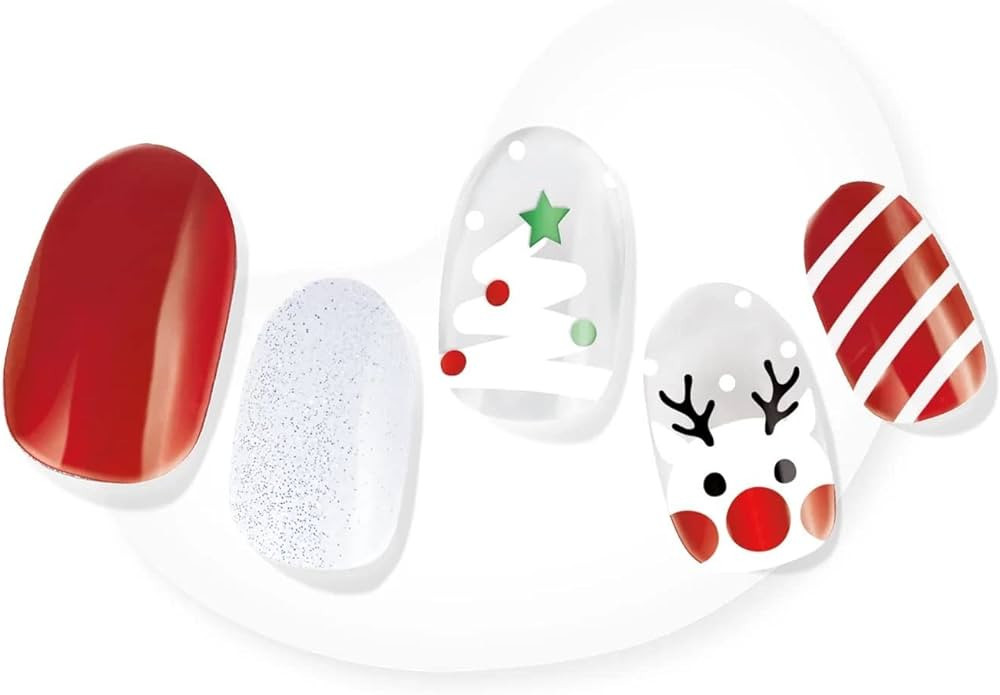 Dashing Diva Glaze Holiday Nail Strips - Candy Lane | Works with Any LED Nail Lamp | Long Lasting, Chip Resistant, Semicured Gel Nail Strips | Contains 34 Salon Quality Nail Wraps, 1 Prep Pad, 1 File | Amazon (US)