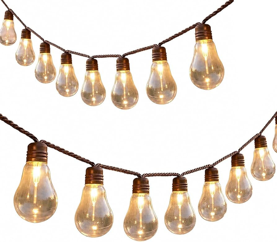 Vigdur Outdoor Brown String Lights - 14 FT Brown String Lights with 35 Plastic Bulbs Connectable,... | Amazon (US)