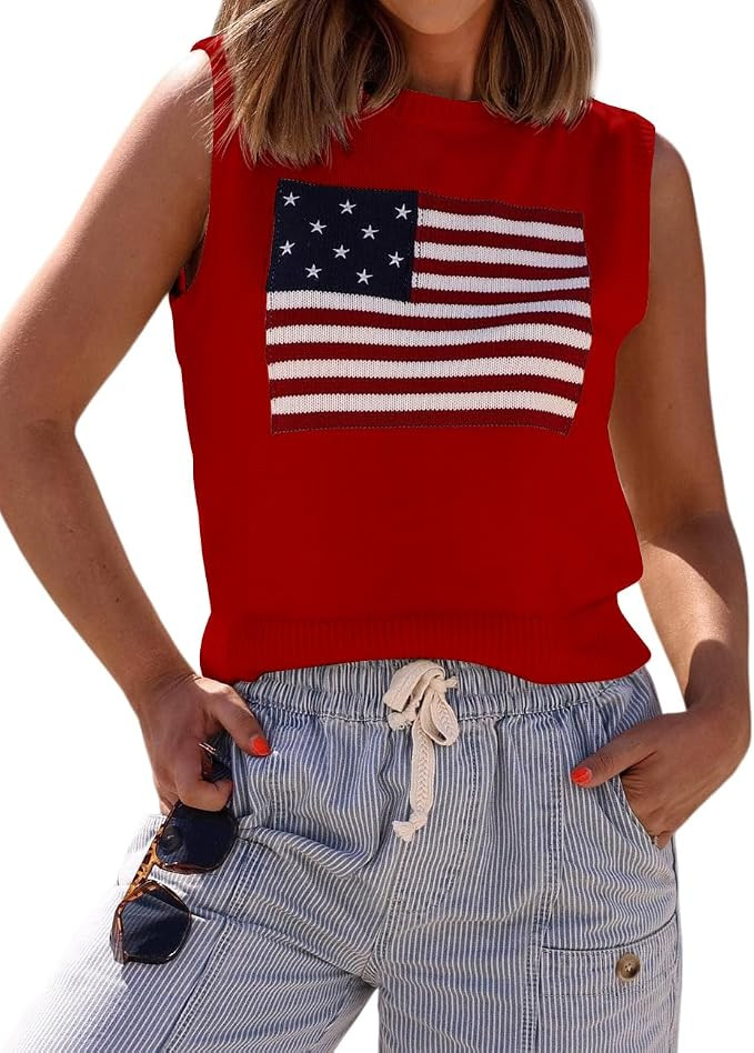Ezbelle Women's Summer Crop Shirts Sleeveless Tops Cable Knit Tank Work Sweaters Vest Trendy Outf... | Amazon (US)
