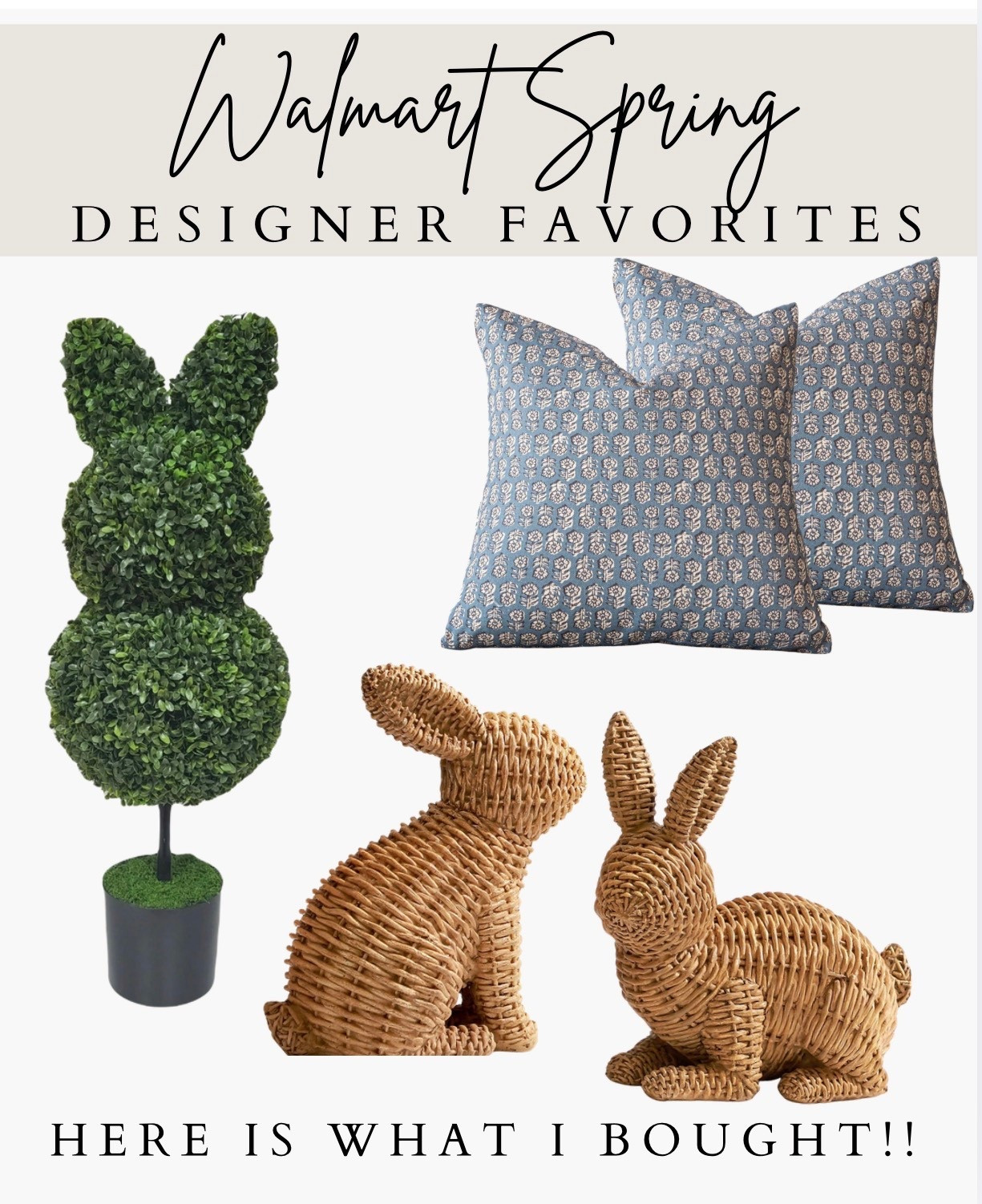My personal favorite Walmart finds that I had to scoop up before they are sold out!! These bunny topiaries sell out every single year! I know these wicker bunnies are going to sell out too. Also these floral pillow cases are just $15 for a set of two- I am so excited to get these from Walmart for the Spring 🌷✨

#LTKSaleAlert #LTKHome