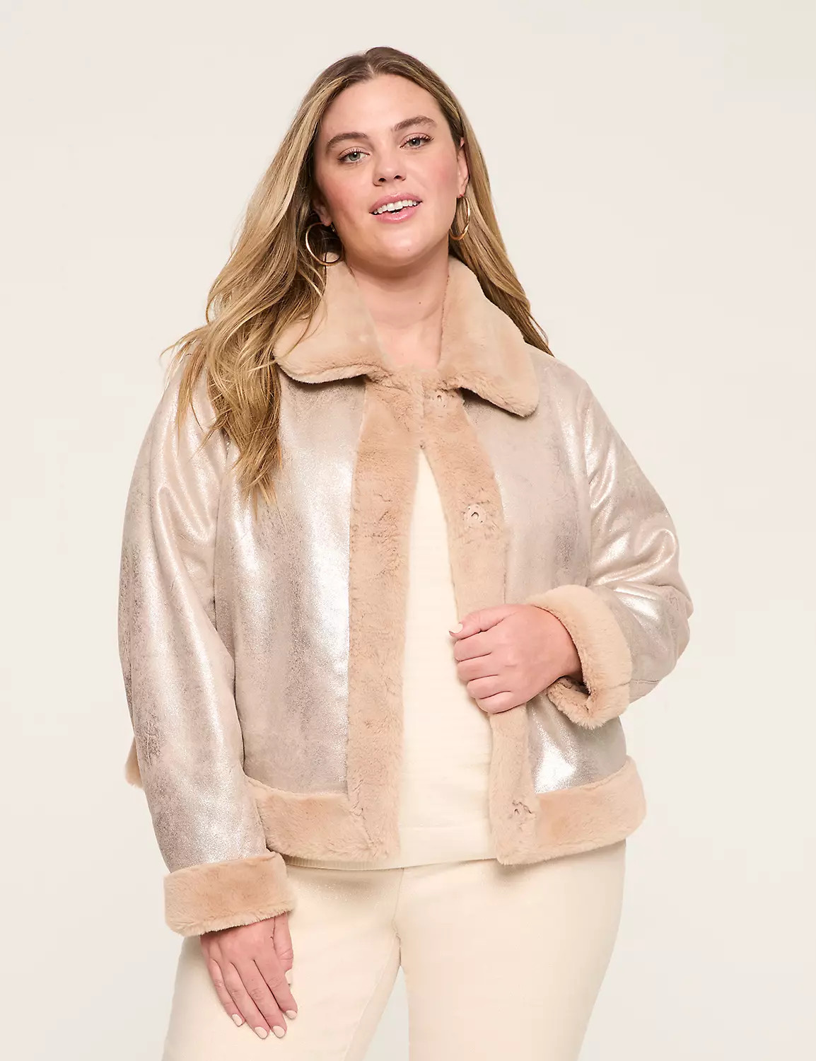 Faux-Suede Sherpa-Trim Short Jacket | Lane Bryant (US)
