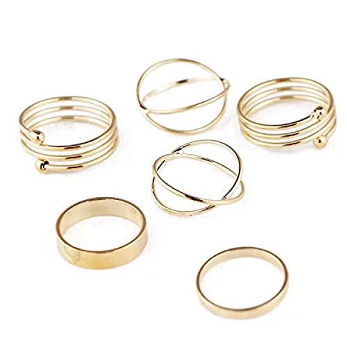 6 Pcs/Set Gold Midi Finger Ring Set Vintage Punk Boho Knuckle Rings Jewelry New (Gold) | Walmart (US)