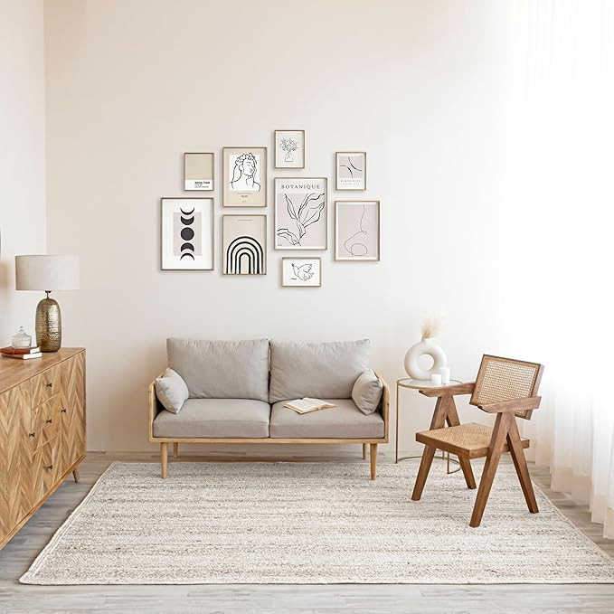 HOMEMONDE Jute Rug 8'x10' Off White - Natural Fiber - Large Handwoven Braided Reversible Rectangu... | Amazon (US)