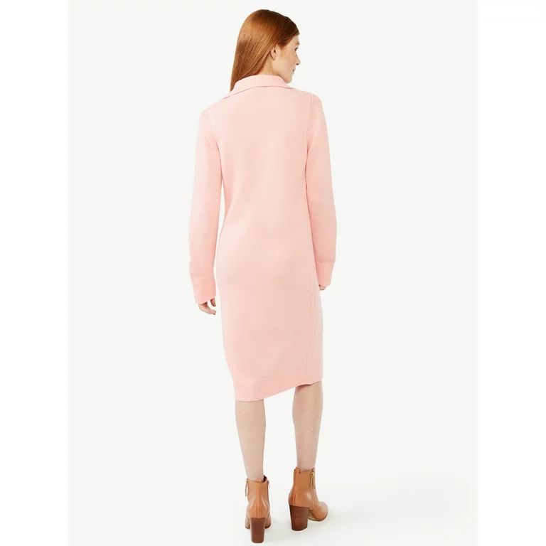 Free Assembly Women's Half Zip Sweater Dress | Walmart (US)