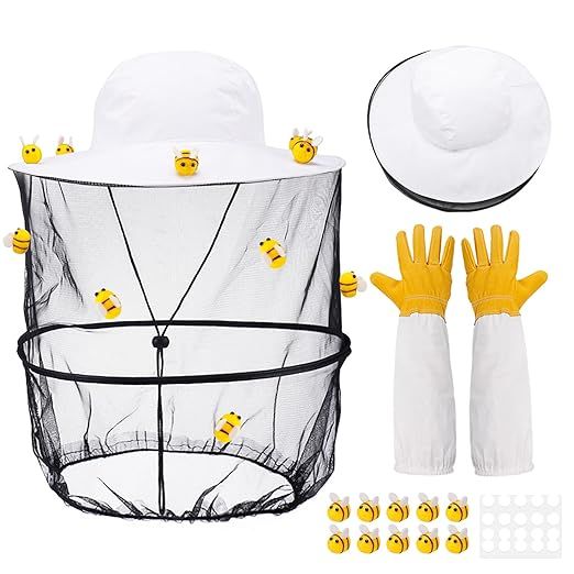32 Pcs Beekeeper Set for Men Women, Halloween Party Costume Kit Includes Foldable Bee Hat Veil Gl... | Amazon (US)