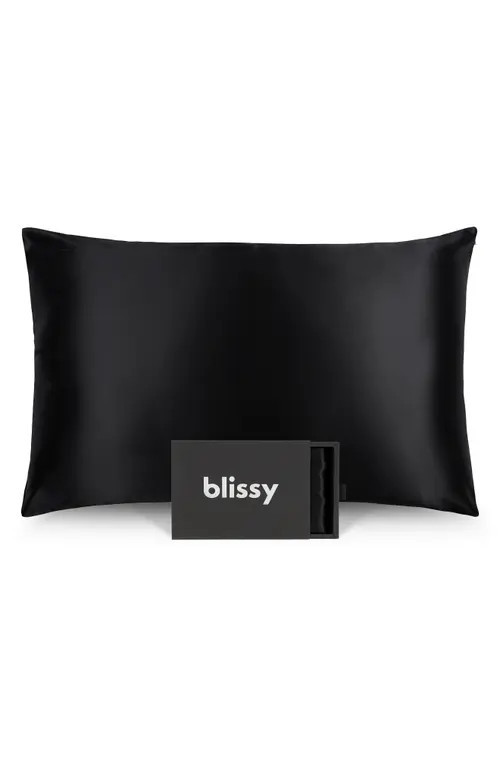 BLISSY Mulberry Silk Pillowcase in Black at Nordstrom, Size Standard | Nordstrom