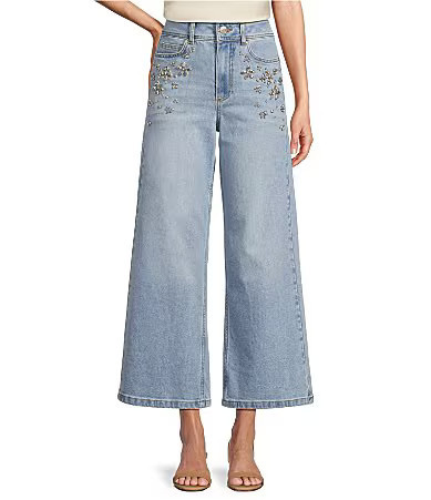 Antonio Melani Valentina High Rise Diamond Wide Leg Jeans - 8 | Dillard's