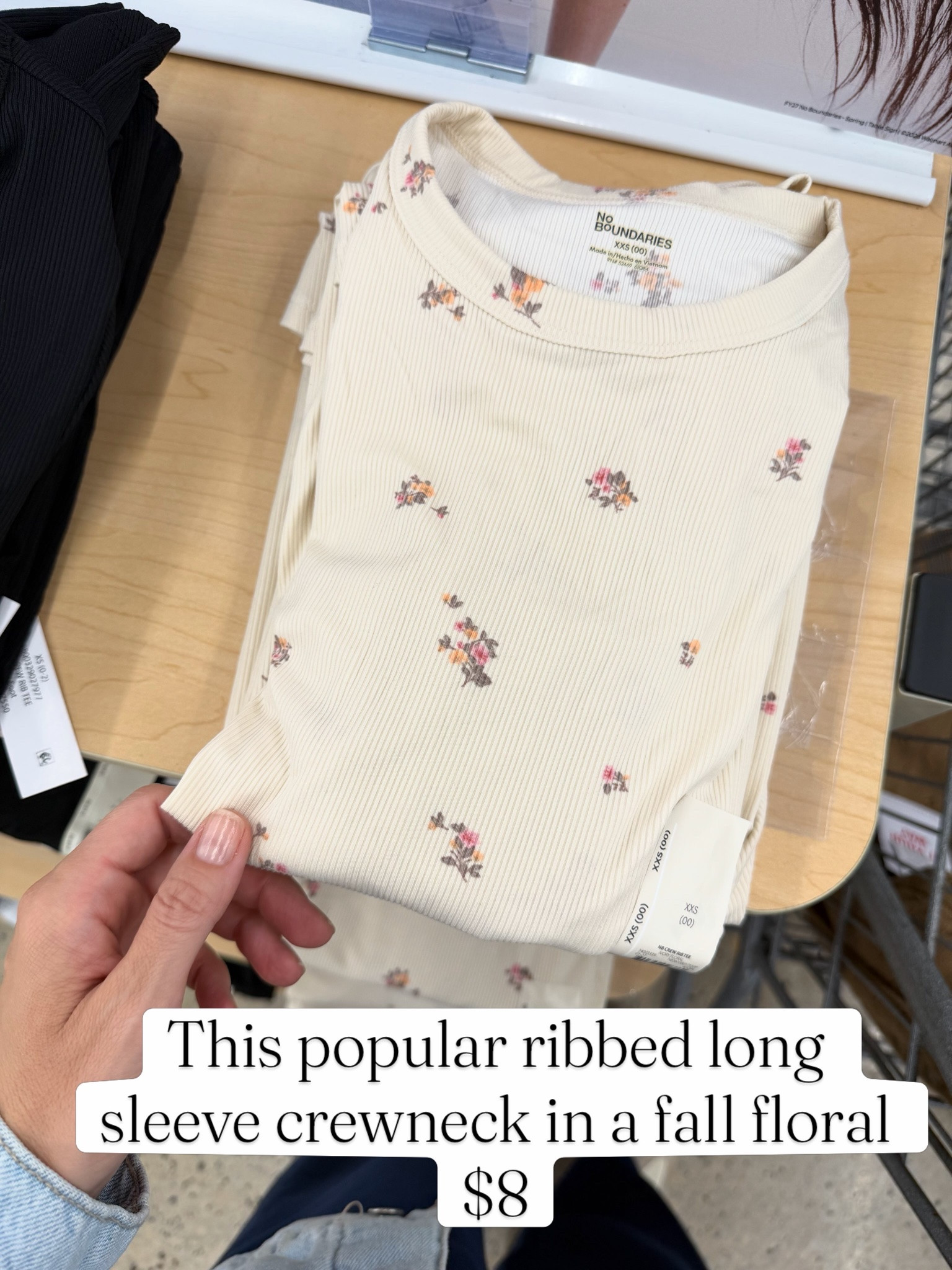 Synthetic ribbed long sleeve tees $8. These aren’t warm but they’re cute and great for layering. I size up to large. #walmartfashion