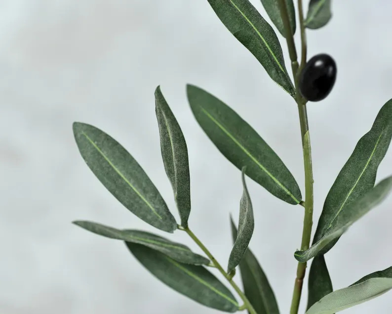 Artificial Gray Green Olive Leaf Branch With Berries - Faux Plant / Wedding / Centerpieces / Vase... | Etsy (US)