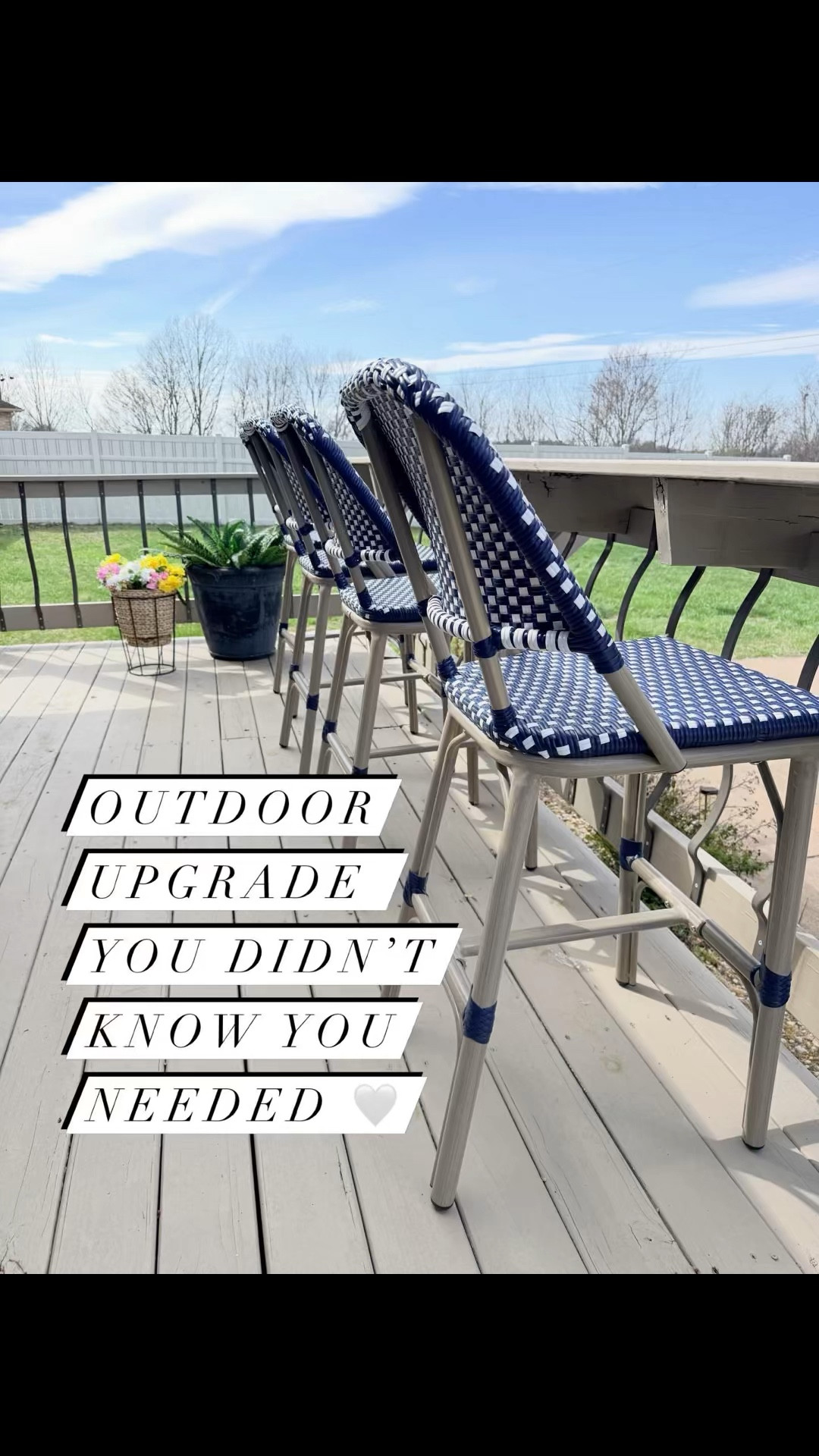 These woven outdoor barstools were such a good patio upgrade 💙 I love the blue + white detail, and they look so pretty styled on a deck, patio, or poolside space. Linked here for easy shopping. #LTKhome #LTKseasonal #LTKoutdoor

#patiodecor #outdoorfurniture #barstools #patiostyling #backyarddecor #summerhome
#wovenbarstools #patiodecor #patiobarstools 