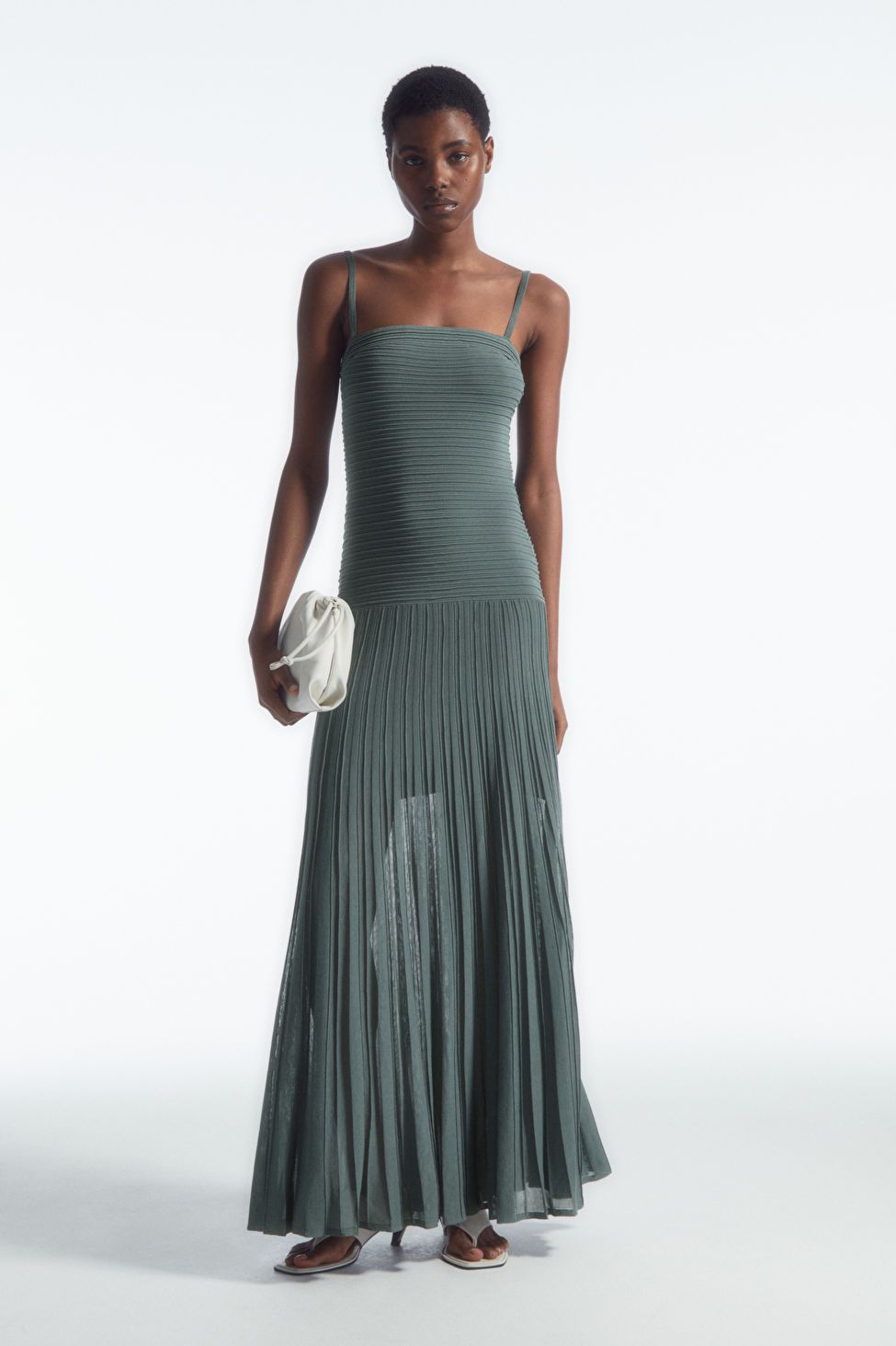 PLEATED KNITTED MAXI DRESS - GREEN - Dresses - COS | COS (US)