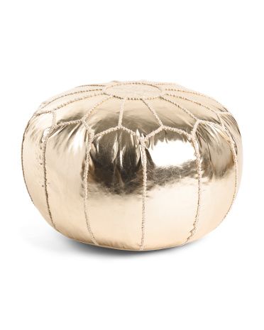 Made In India 20x16 Faux Leather Pouf | Marshalls