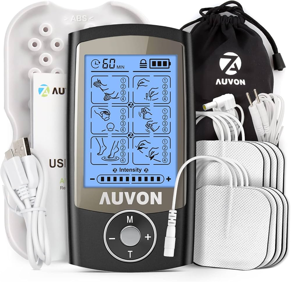 AUVON Rechargeable TENS Unit Muscle Stimulator, 24 Modes 4th Gen TENS Machine with 8pcs 2"x2" Pre... | Amazon (US)
