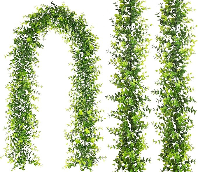 3 Pack Eucalyptus Garland Fall Artificial Greenery Garland 17.7 Ft Fake Ivy Vines Wedding Backdro... | Amazon (US)