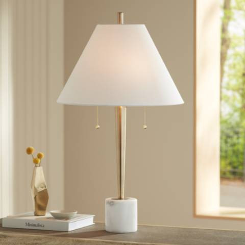 Possini Euro Brandi 27 1/2" High Marble and Brass Modern Table Lamp | Lamps Plus