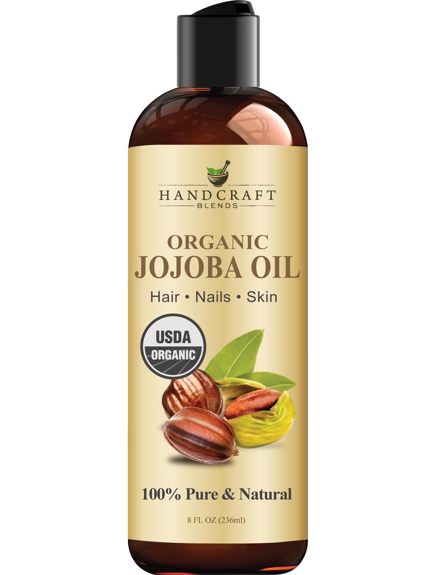 Handcraft Blends USDA Organic Jojoba Oil - Cold-Pressed 8 Fl Oz - 100% Pure and Natural Hair Styl... | Amazon (US)