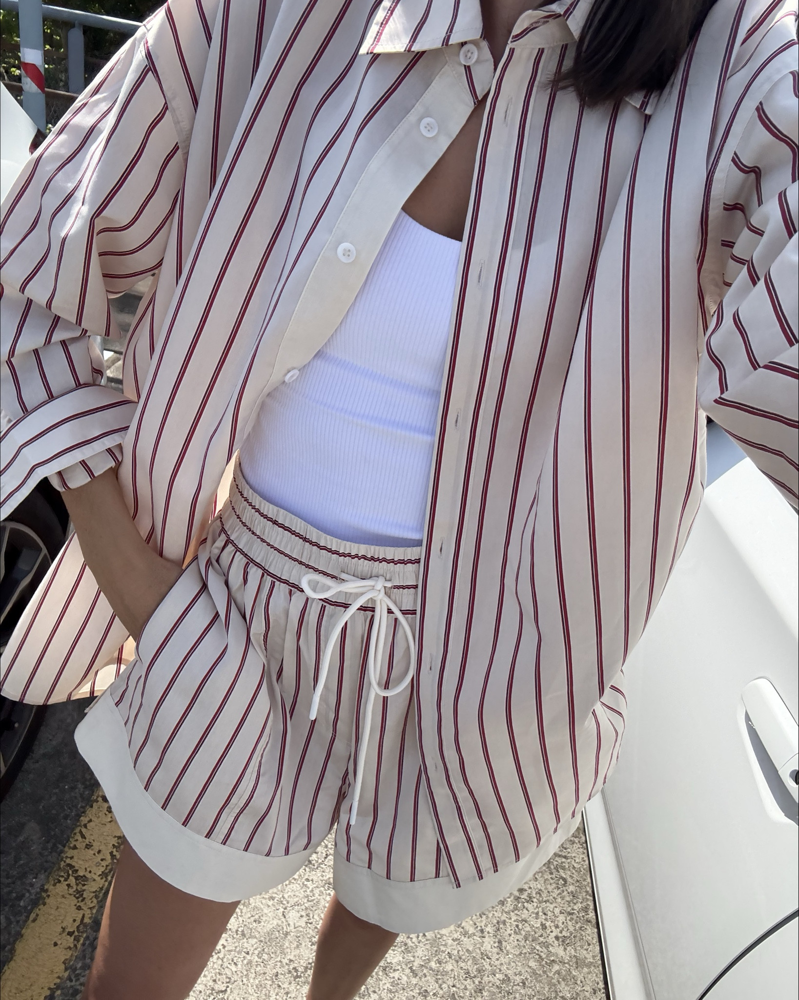 Living in this red + white striped set from Jag 🤍 The kind of easy, throw-on outfit that feels polished but still perfect for mum life—school runs, errands, park hangs and everything in between. Effortless, comfy, and pulled together in one go 👌✨
