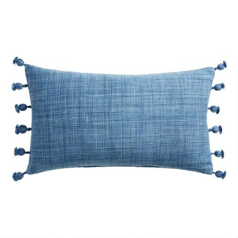Woven Tasseled Indoor Outdoor Lumbar Pillow | World Market