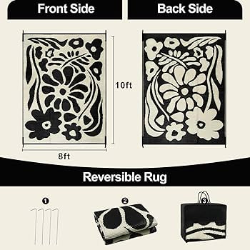 Wonnitar 8x10 Outdoor Patio Rug Clearance,Waterproof Plastic Straw Rugs Reversible Outside Large ... | Amazon (US)
