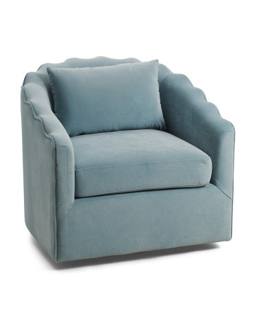 30x28 Scalloped Edge Swivel Accent Chair | Furniture & Lighting | Marshalls | Marshalls