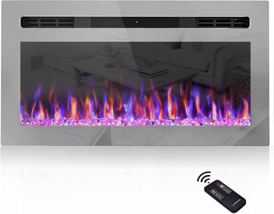 TUAN 31 Inch Electric Fireplace, Recessed and Wall Mounted Fireplace, Fireplace Heater and Linear... | Amazon (US)