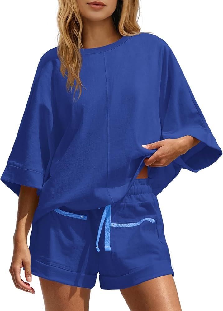 Nirovien Womens 2 Piece Short Sets Two Piece Outfits Lounge Set | Amazon (US)