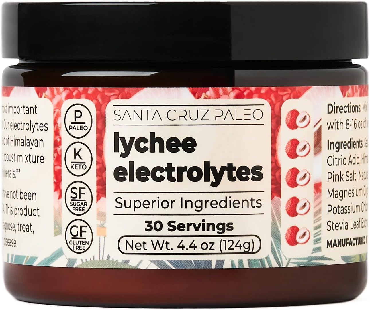 Santa Cruz Paleo Electrolyte Powder, Lychee Flavor, Sugar Free Hydration Drink Mix with Himalayan... | Amazon (US)