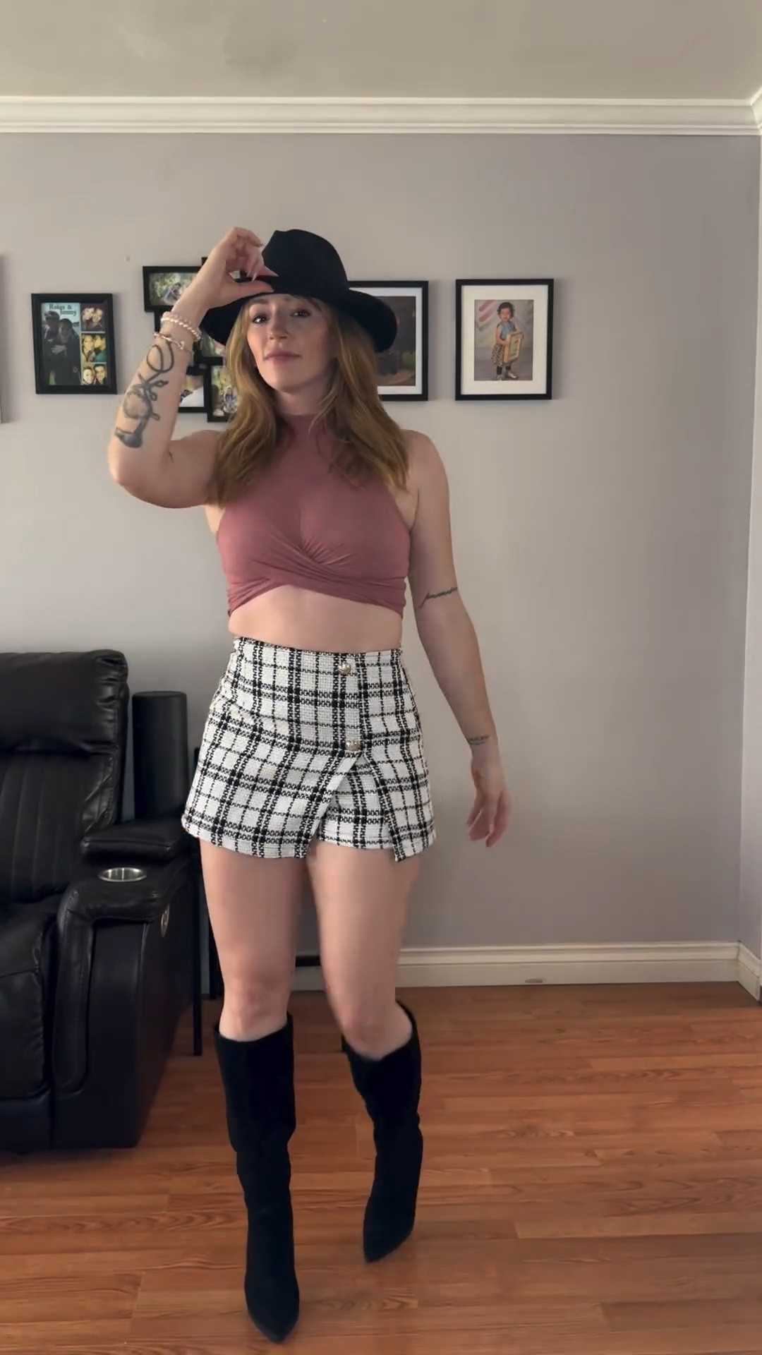 Pink or Red Outfit! 
Getting Valentine’s Day ready 

Wearing smalls in both tops 
Wearing smalls in jackets 
Wearing medium in the skort
Boots are size 6.5

#LTKstyletip #LTKVideo #LTKMostLoved