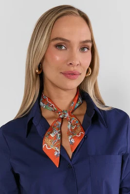 Orange Printed Skinny Scarf | Avara