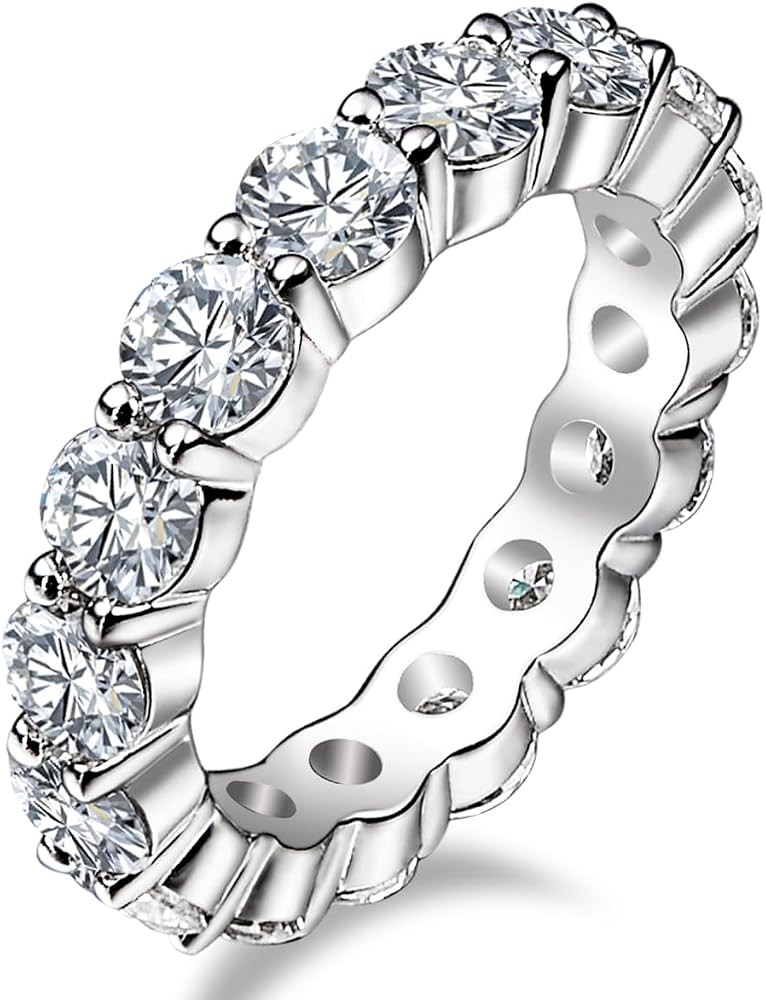 5cttw Moissanite Eternity Ring, D Color Lab Created Diamond Sterling Silver Eternity Wedding Band... | Amazon (US)