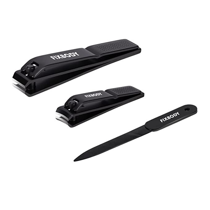 FIXBODY Nail Clipper Set – Black Stainless Steel Fingernails & Toenails Clippers & Nail File Sh... | Amazon (US)
