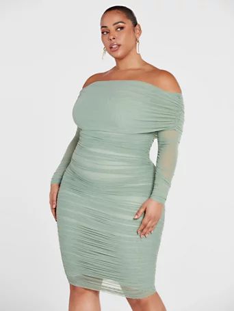 Reese Off-The-Shoulder Ruched Bodycon Dress - Gabi Fresh x FTF - Fashion To Figure | Fashion to Figure