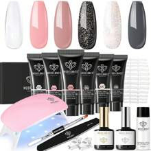 Modelones Poly Gel Nail Kit Colors Poly Nails Extension Gel Kit Nude Clear Black Pink All In One Starter Kit With Nail Lamp For Beginner Nail Thicke | SHEIN