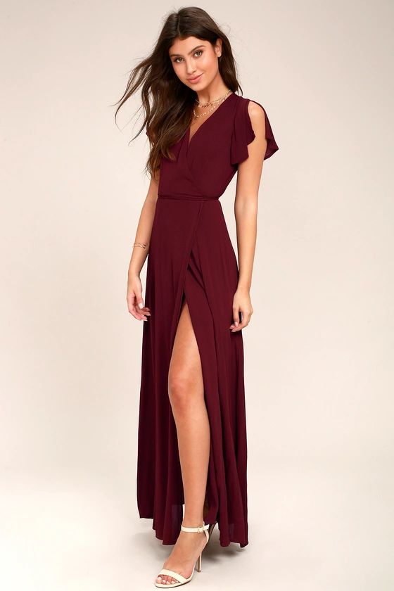 Heart of Marigold Burgundy Wrap Maxi Dress | Lulus (US)