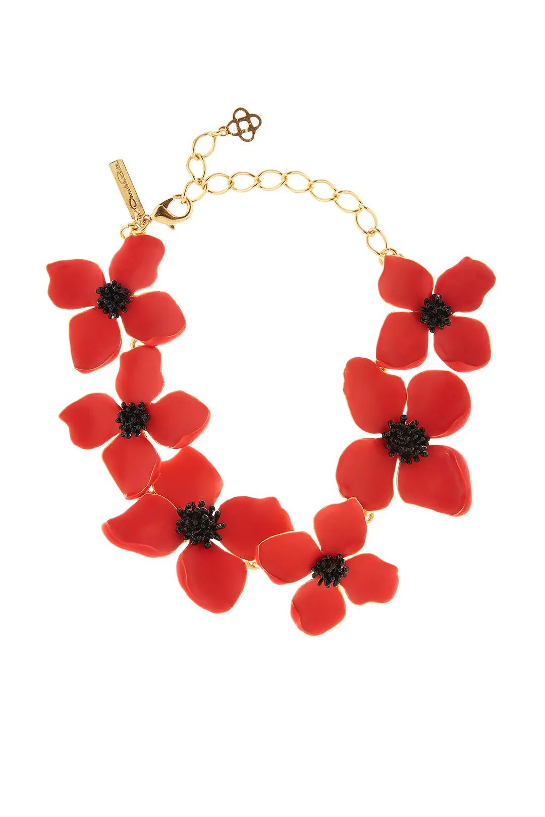 Oscar de la Renta Red Painted Flower Necklace | Rent The Runway