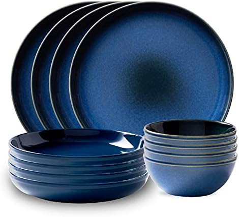 Amazon.com: Corelle Navy Stoneware Dinnerware Set for 4 | Service for Four | Four Dinner Plates, ... | Amazon (US)