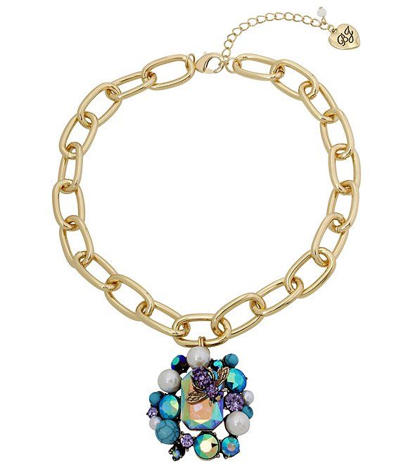 Crystal Bug Blue Stone Cluster Short Pendant Necklace | Dillard's