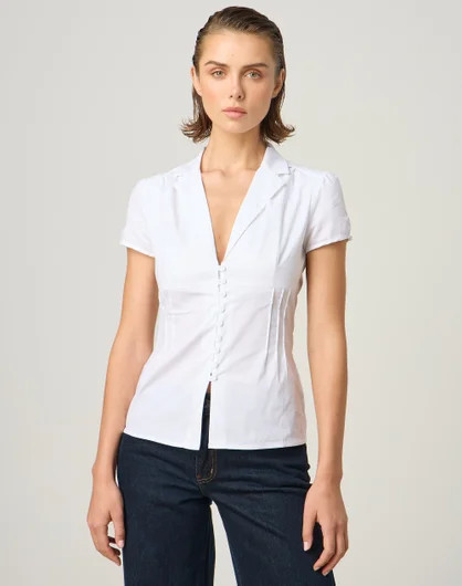 Cap Sleeve Button Up Blouse | Glassons (Australia)