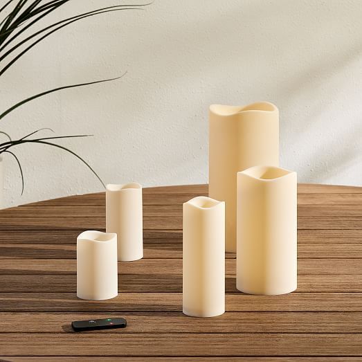 Indoor/Outdoor Wavy Edge Basic Candle - Ivory | West Elm (US)