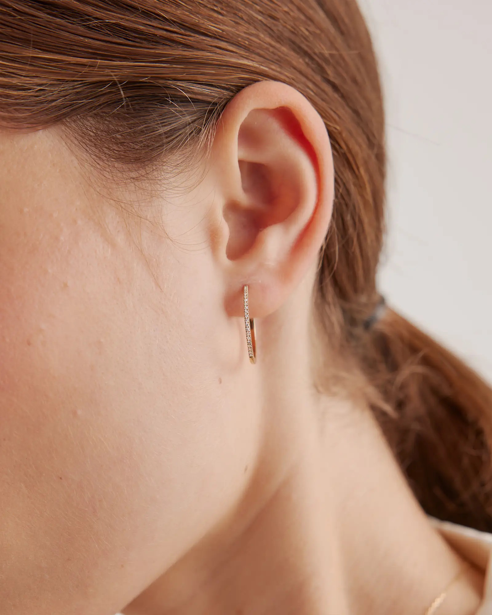 14K Gold Pave Diamond Medium Hoops | Quince