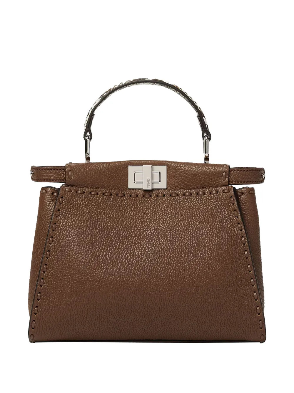 FENDI Mini Peekaboo Leather Tote Bag | Brown | FARFETCH CA | Farfetch Global