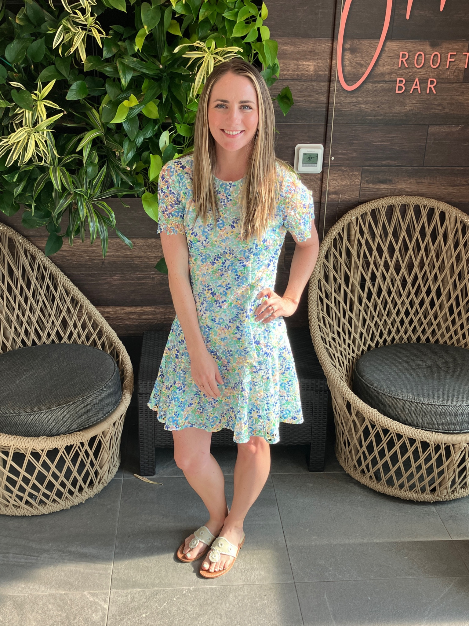 This blue floral lace dress is so beautiful! Would be a great Wedding Guest Dress. I wore it to a retirement ceremony and party for my father in law. I got so many compliments and felt so cute.

I rented it (my fave option for special occasion dresses). I’ve linked it as an option to rent! I have also included other blue lace dresses with sleeves or similar body styles as options if you’d be more interested in purchasing one to own.  This is a great party dress! I wore with gold sandals to dress down the dress, but it would also look great with heels.

#LTKFindsUnder100 #LTKWedding #LTKParties