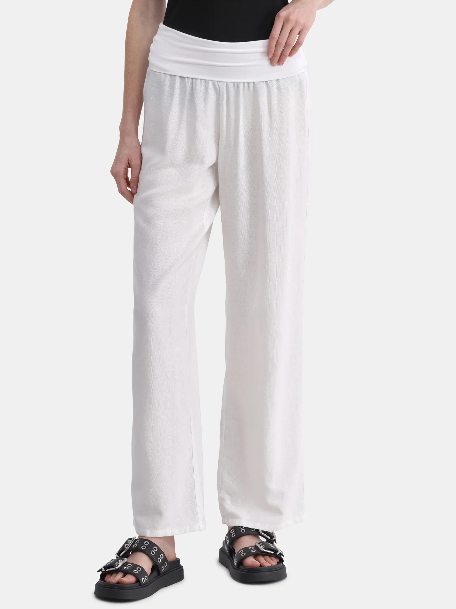 No Boundaries Foldover Beach Pants, 29.5" Inseam, Women's | Walmart (US)